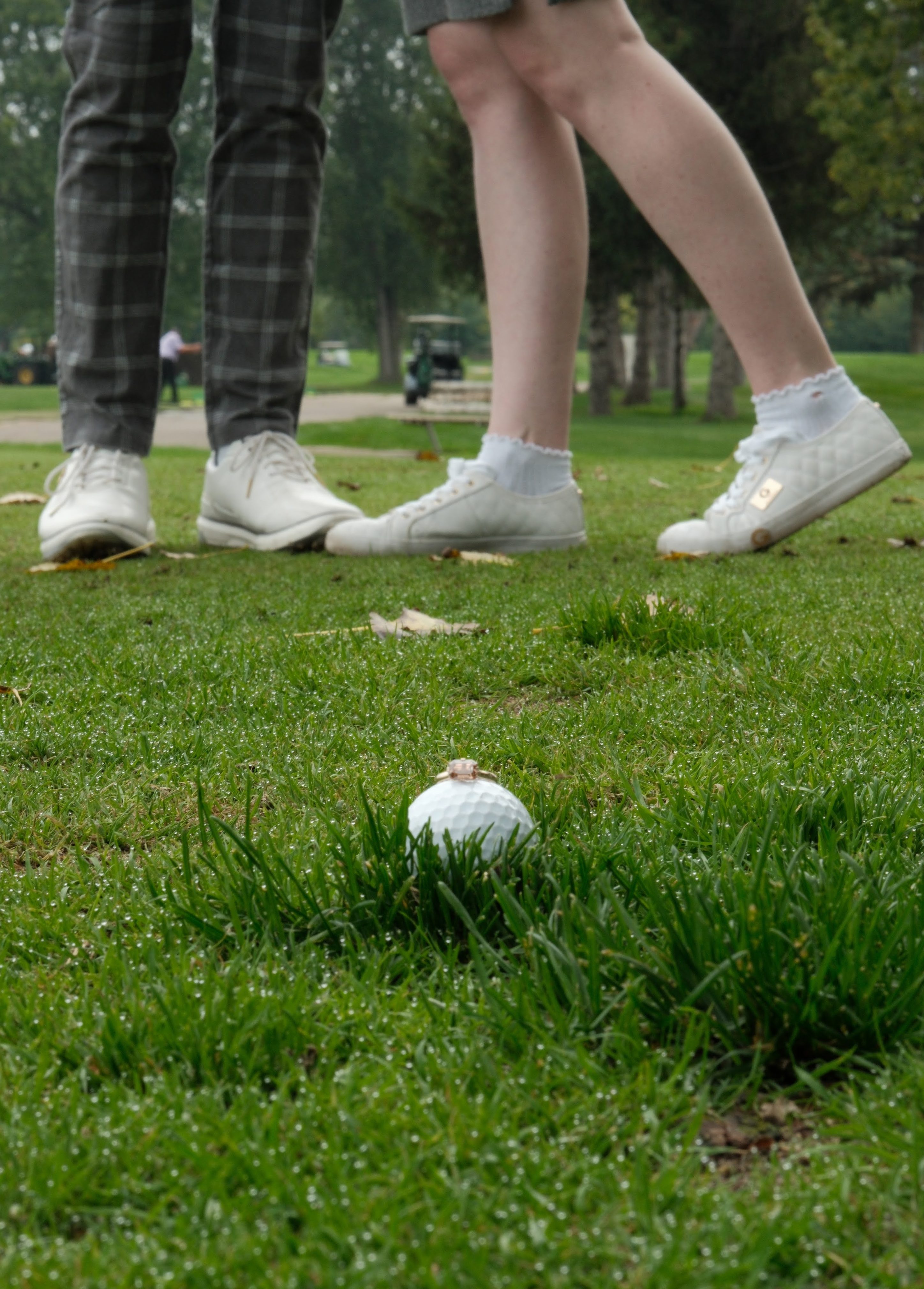 Couple celebrating together outdoors